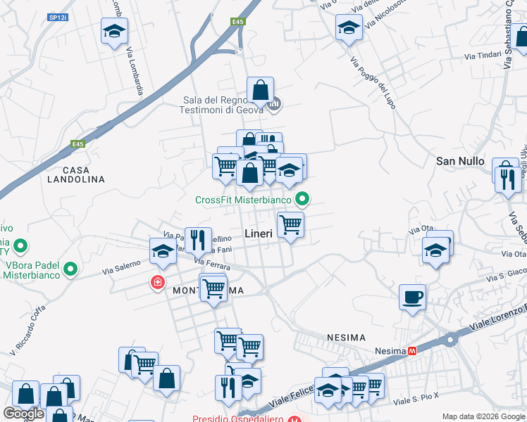 map of restaurants, bars, coffee shops, grocery stores, and more near 3 Via Machiavelli in Misterbianco