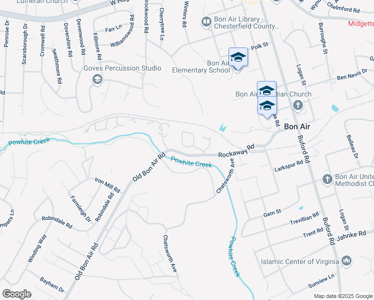 map of restaurants, bars, coffee shops, grocery stores, and more near 2360 Waters Mill Circle in Richmond
