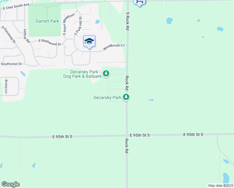 map of restaurants, bars, coffee shops, grocery stores, and more near 9601-9813 South Rock Road in Derby