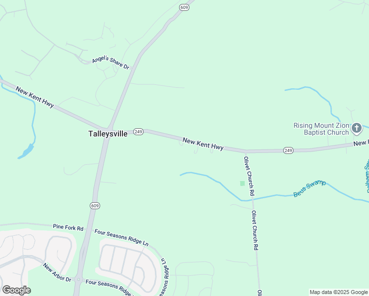 map of restaurants, bars, coffee shops, grocery stores, and more near 7801 New Kent Highway in New Kent