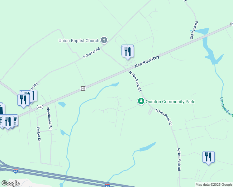 map of restaurants, bars, coffee shops, grocery stores, and more near 8145 Sweet Dixie Lane in Quinton