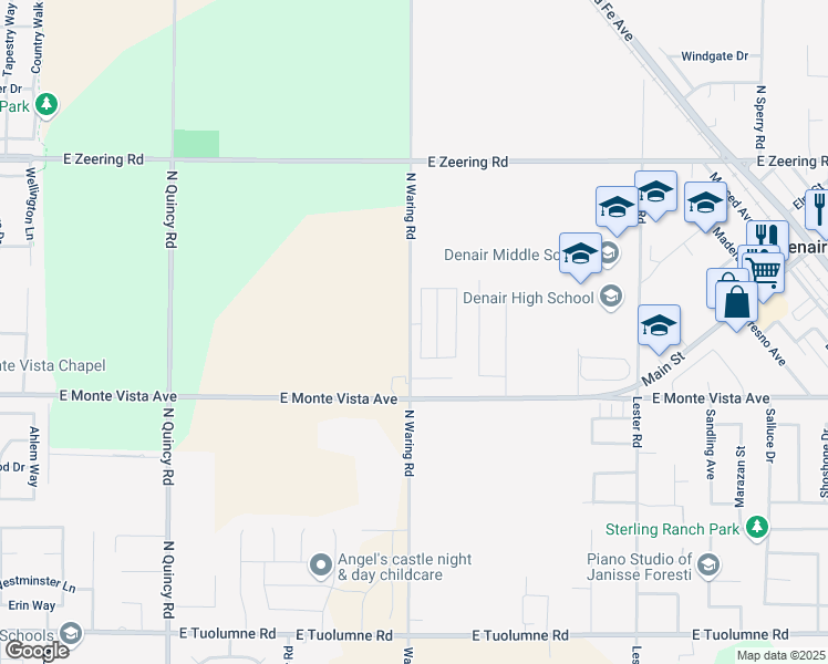 map of restaurants, bars, coffee shops, grocery stores, and more near 50 Middle Drive in Denair