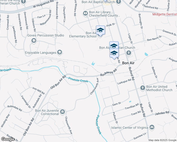 map of restaurants, bars, coffee shops, grocery stores, and more near 2121 Waters Mill Pointe in Richmond