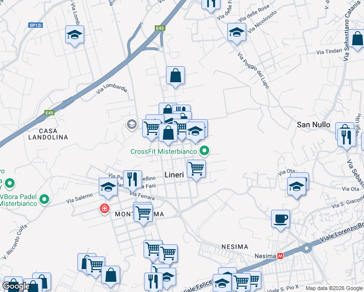 map of restaurants, bars, coffee shops, grocery stores, and more near 22 Via Nicolò Copernico in Lineri