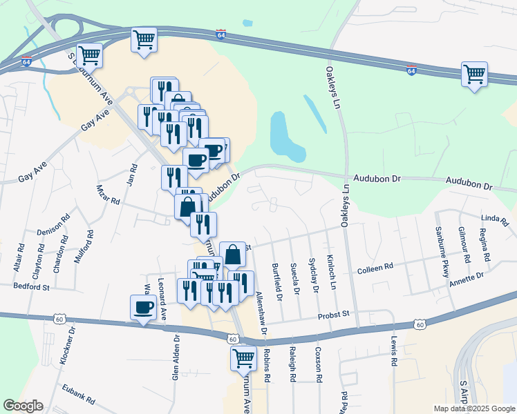 map of restaurants, bars, coffee shops, grocery stores, and more near 4699 Demaree Court in Henrico