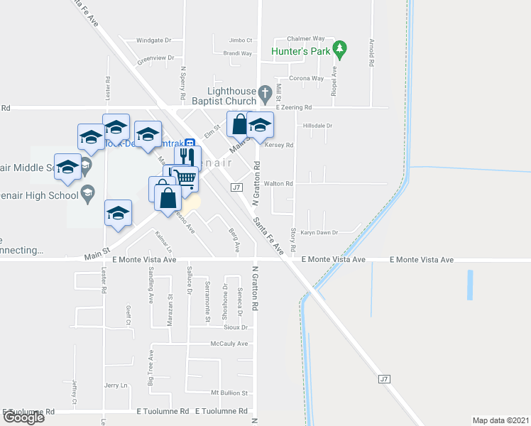 map of restaurants, bars, coffee shops, grocery stores, and more near 3437 Kristi Drive in Denair