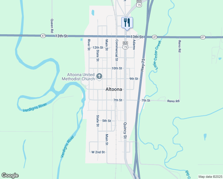 map of restaurants, bars, coffee shops, grocery stores, and more near 8th Street in Altoona