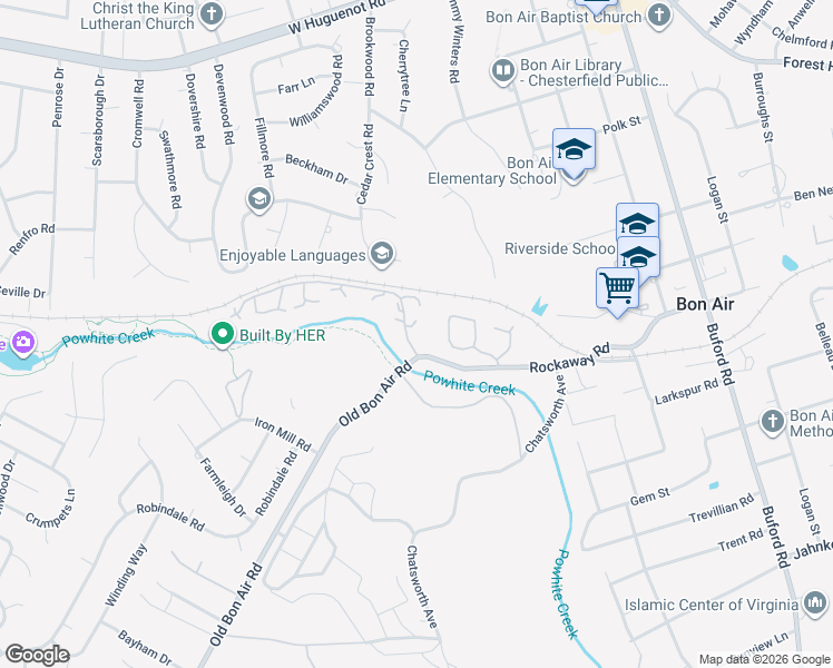 map of restaurants, bars, coffee shops, grocery stores, and more near 9204 Groundhog Drive in Richmond