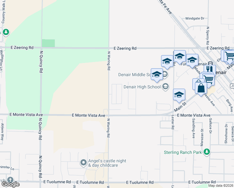 map of restaurants, bars, coffee shops, grocery stores, and more near 50 Middle Drive in Denair