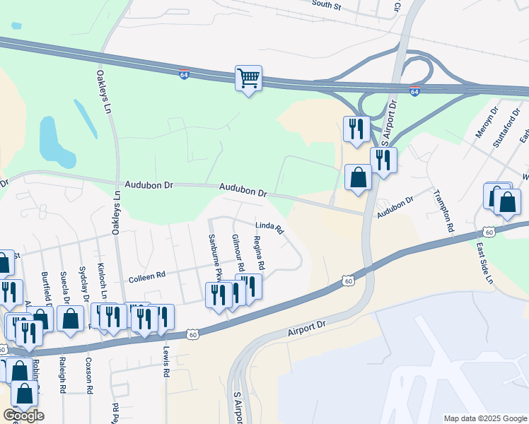 map of restaurants, bars, coffee shops, grocery stores, and more near 5609 Springer Drive in Sandston