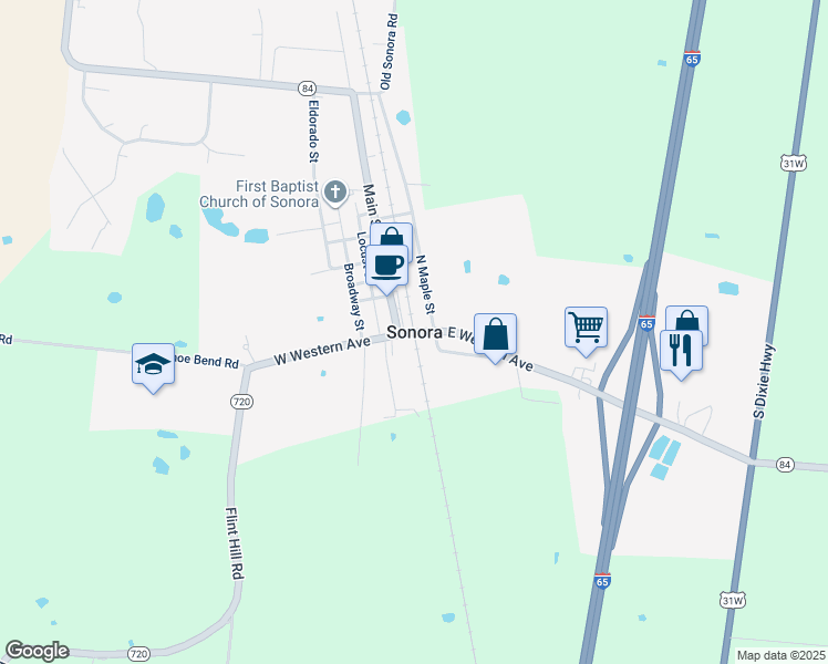 map of restaurants, bars, coffee shops, grocery stores, and more near in Sonora