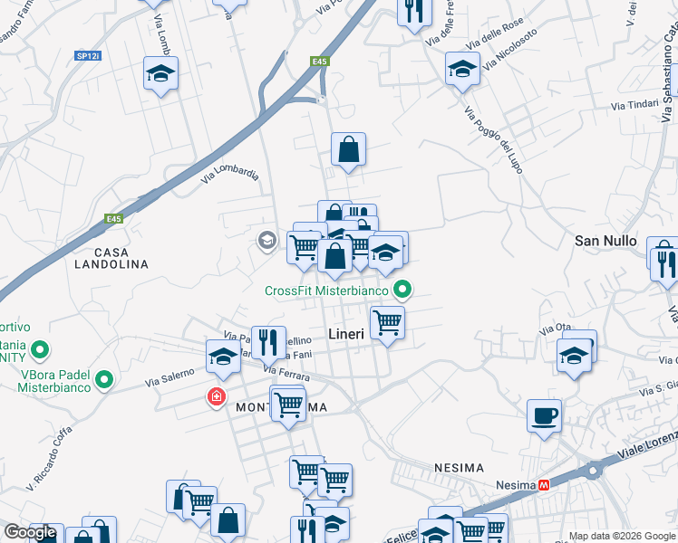 map of restaurants, bars, coffee shops, grocery stores, and more near 20-22 Via Nicolo Copernico in Misterbianco