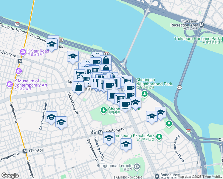 map of restaurants, bars, coffee shops, grocery stores, and more near in 