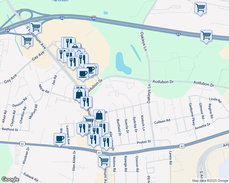map of restaurants, bars, coffee shops, grocery stores, and more near 4699 Demaree Court in Henrico