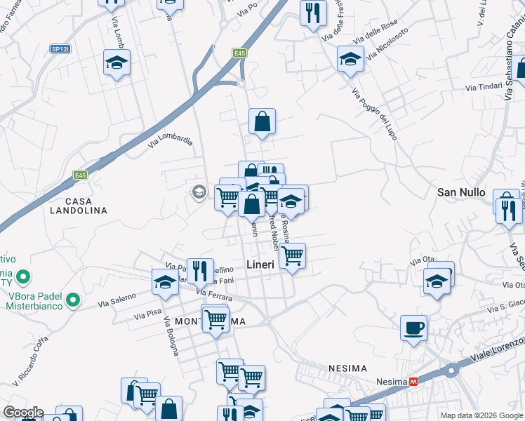 map of restaurants, bars, coffee shops, grocery stores, and more near 20-22 Via Nicolo Copernico in Misterbianco