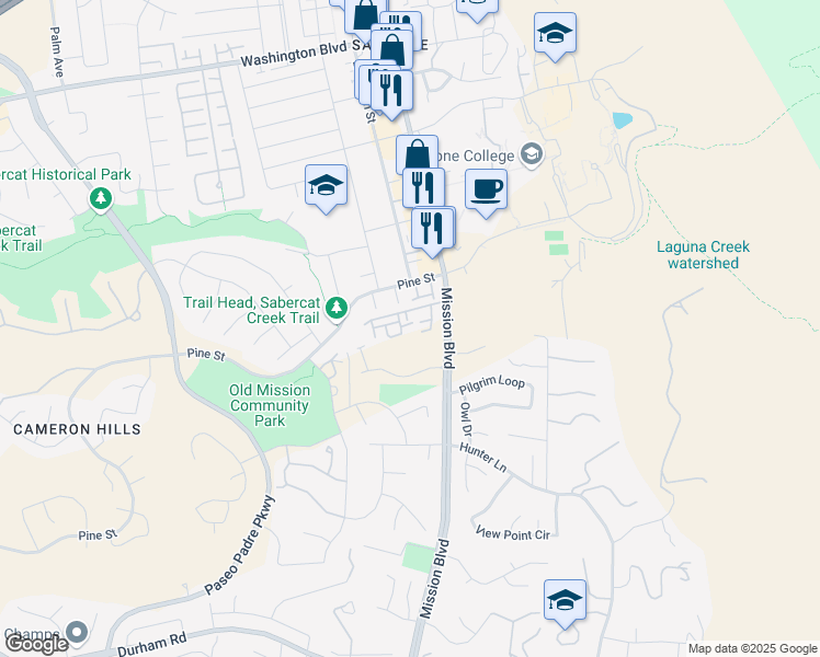 map of restaurants, bars, coffee shops, grocery stores, and more near 250 Lurene Drive in Fremont