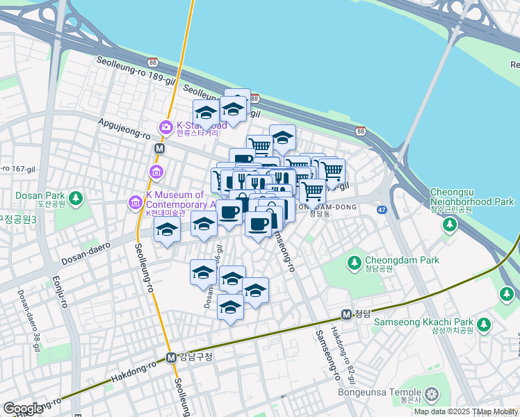 map of restaurants, bars, coffee shops, grocery stores, and more near in 