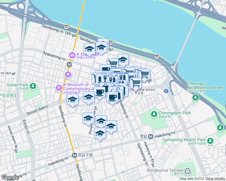 map of restaurants, bars, coffee shops, grocery stores, and more near in 