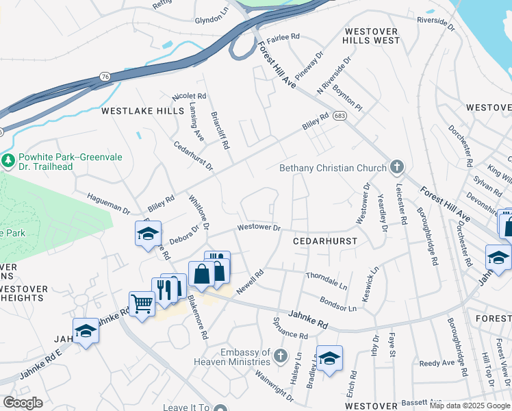 map of restaurants, bars, coffee shops, grocery stores, and more near 5979 Sugarbush Drive in Richmond