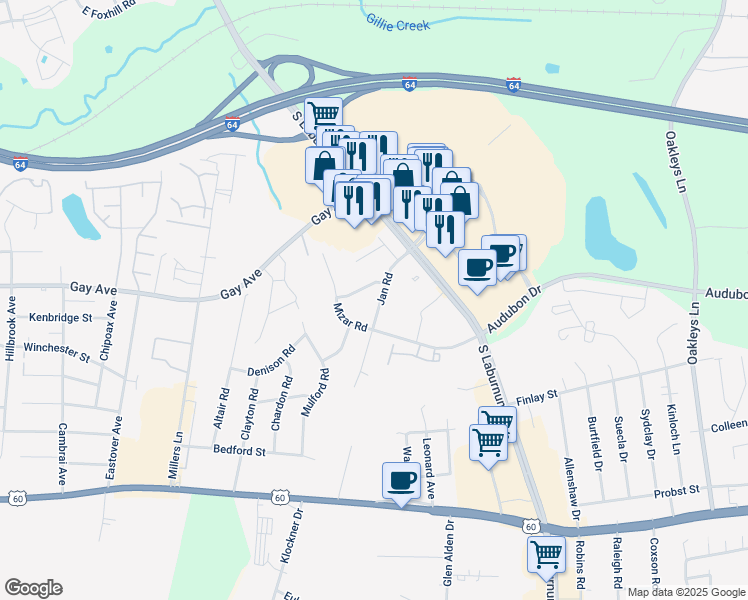 map of restaurants, bars, coffee shops, grocery stores, and more near 4602 Jan Road in Richmond