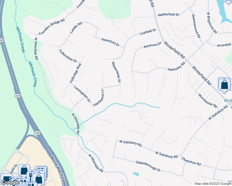 map of restaurants, bars, coffee shops, grocery stores, and more near 2420 Whitecastle Drive in Midlothian