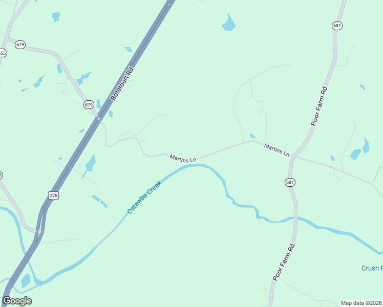 map of restaurants, bars, coffee shops, grocery stores, and more near 611 Martins Lane in Fincastle