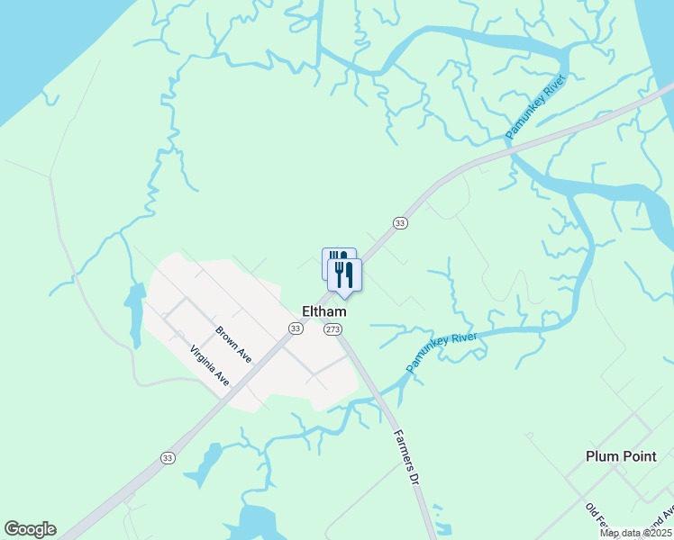 map of restaurants, bars, coffee shops, grocery stores, and more near 19000 Eltham Road in West Point