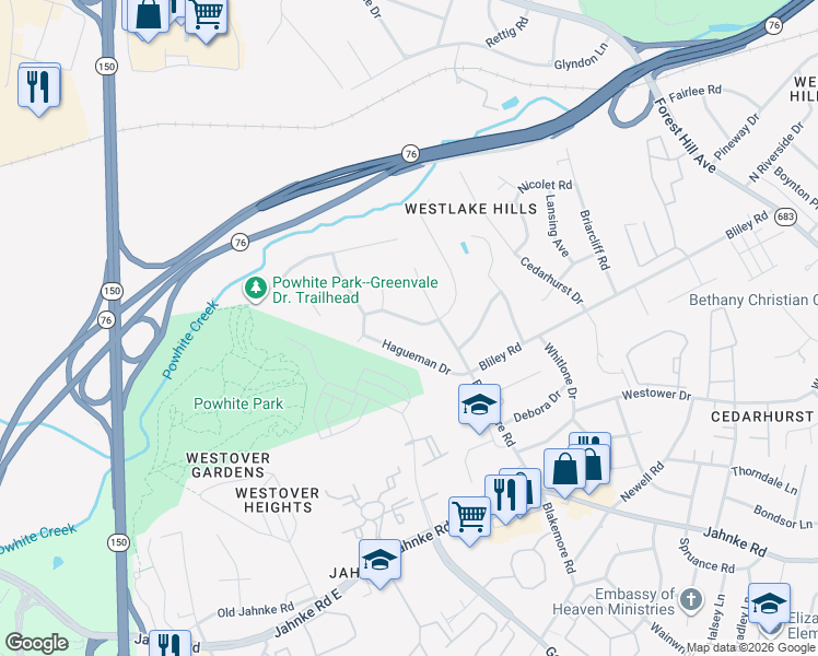map of restaurants, bars, coffee shops, grocery stores, and more near 6521 West Junaluska Drive in Richmond