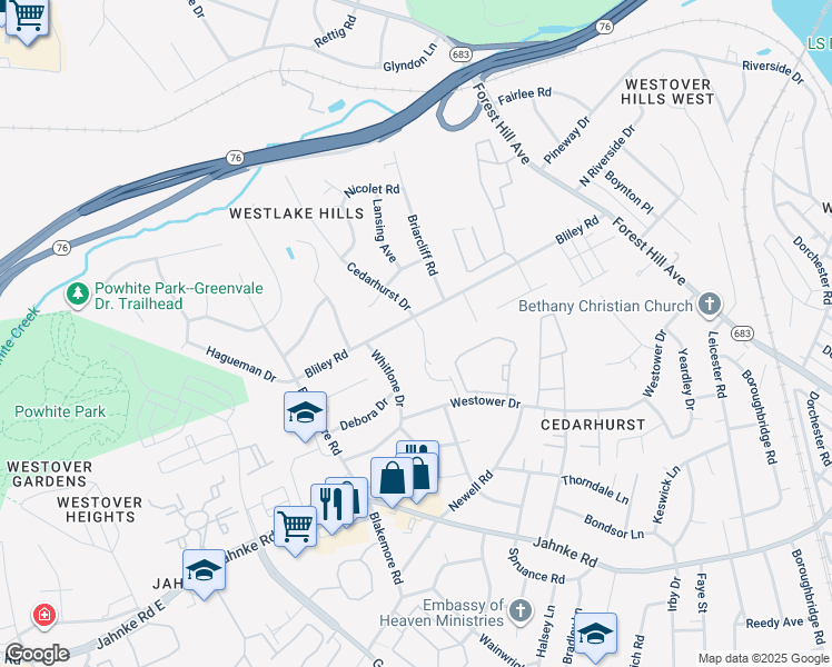 map of restaurants, bars, coffee shops, grocery stores, and more near 6201 Bliley Road in Richmond