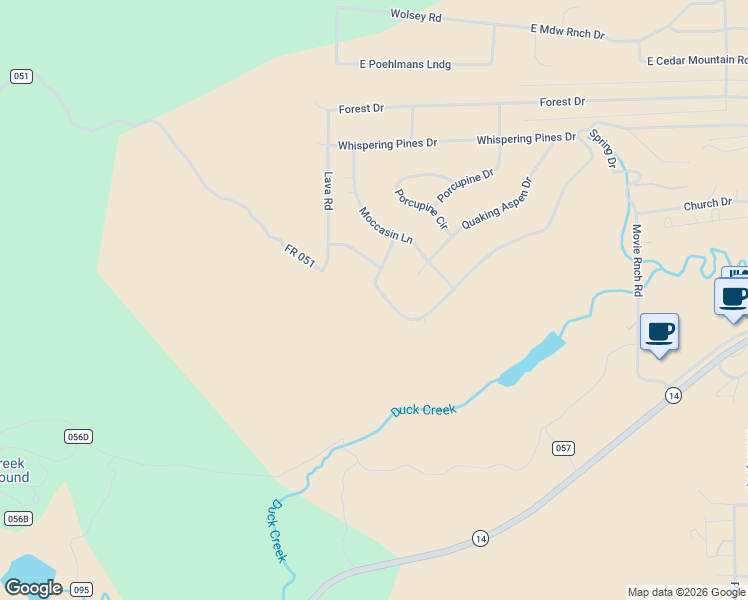map of restaurants, bars, coffee shops, grocery stores, and more near 140 East Rim Road in Duck Creek Village