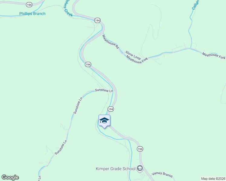map of restaurants, bars, coffee shops, grocery stores, and more near Sunshine Ln in Kimper