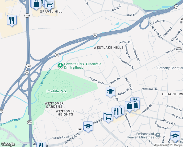 map of restaurants, bars, coffee shops, grocery stores, and more near 6521 West Junaluska Drive in Richmond