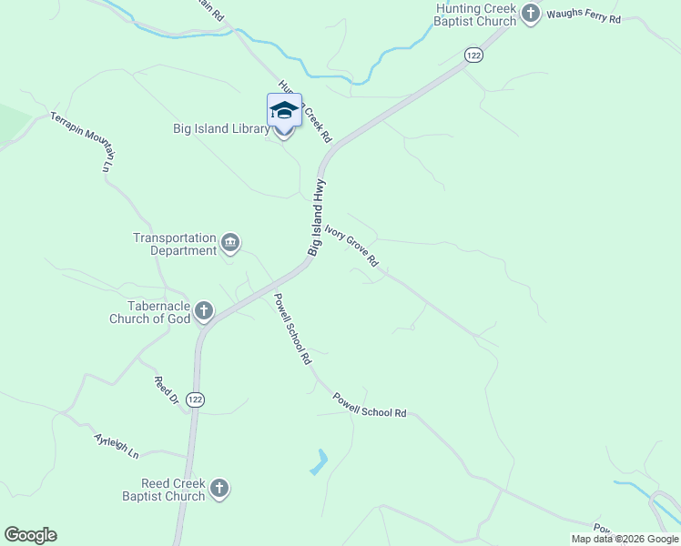 map of restaurants, bars, coffee shops, grocery stores, and more near 1227 Ivory Grove Road in Big Island