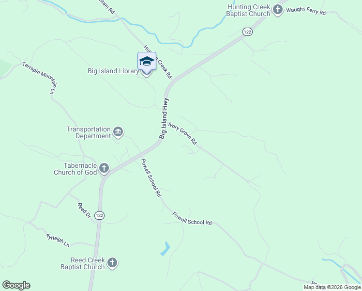 map of restaurants, bars, coffee shops, grocery stores, and more near 1227 Ivory Grove Road in Big Island