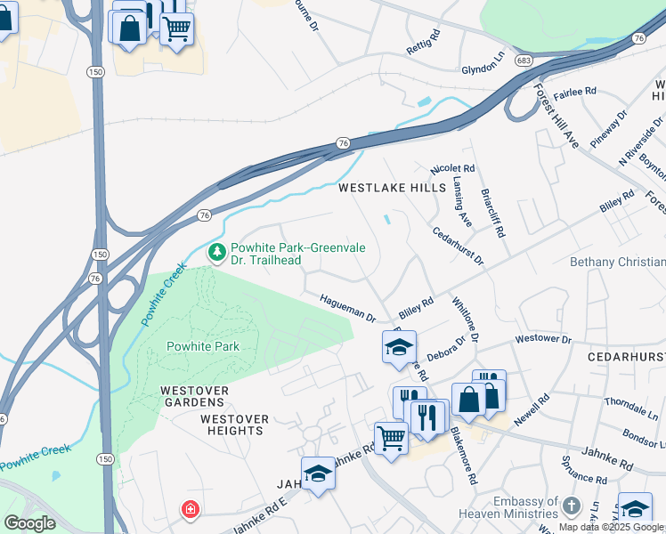 map of restaurants, bars, coffee shops, grocery stores, and more near 6536 W Junaluska Dr in Richmond