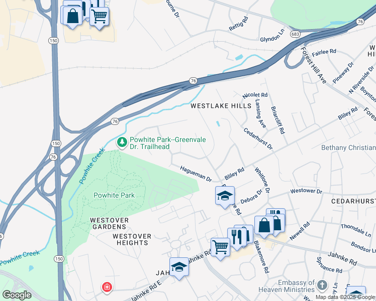 map of restaurants, bars, coffee shops, grocery stores, and more near 6536 W Junaluska Dr in Richmond
