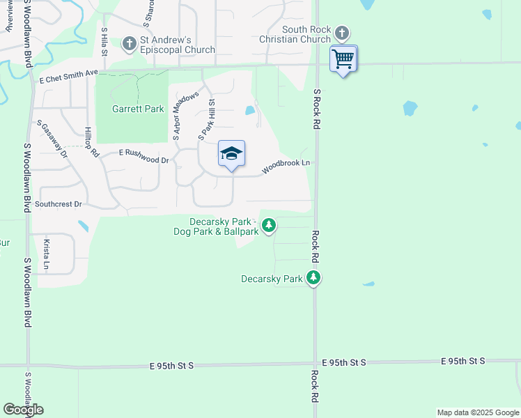 map of restaurants, bars, coffee shops, grocery stores, and more near 1601 East Evergreen Street in Derby