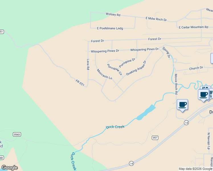 map of restaurants, bars, coffee shops, grocery stores, and more near 3905 Rim Road in Duck Creek Village