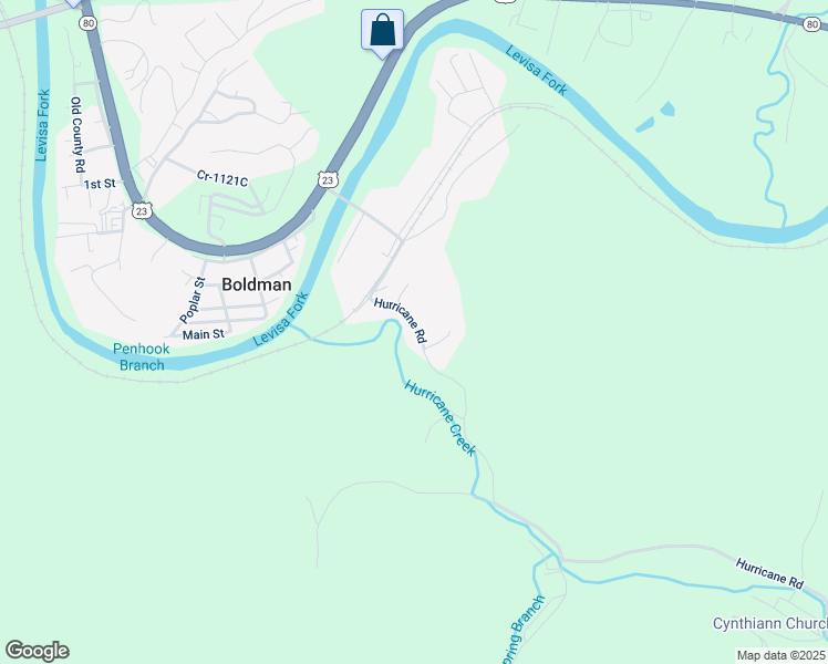 map of restaurants, bars, coffee shops, grocery stores, and more near 5740-6018 Hurricane Road in Pikeville