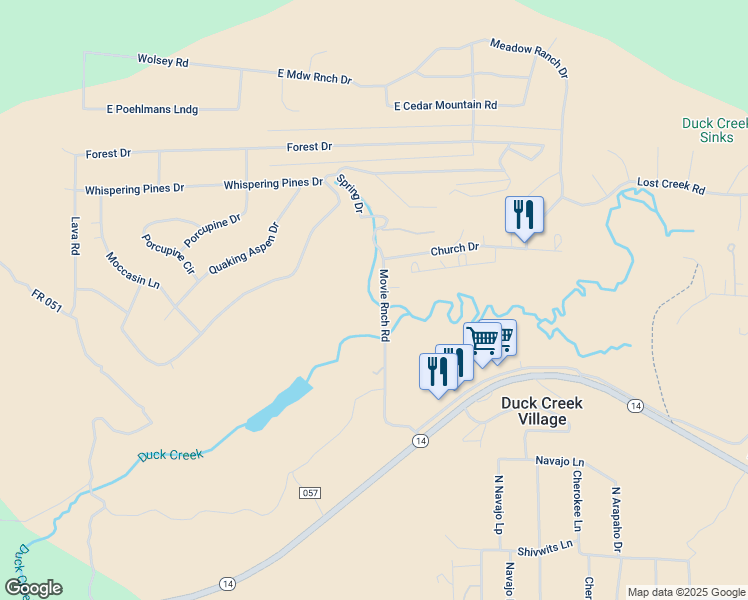 map of restaurants, bars, coffee shops, grocery stores, and more near North Movie Ranch Road in Kane County