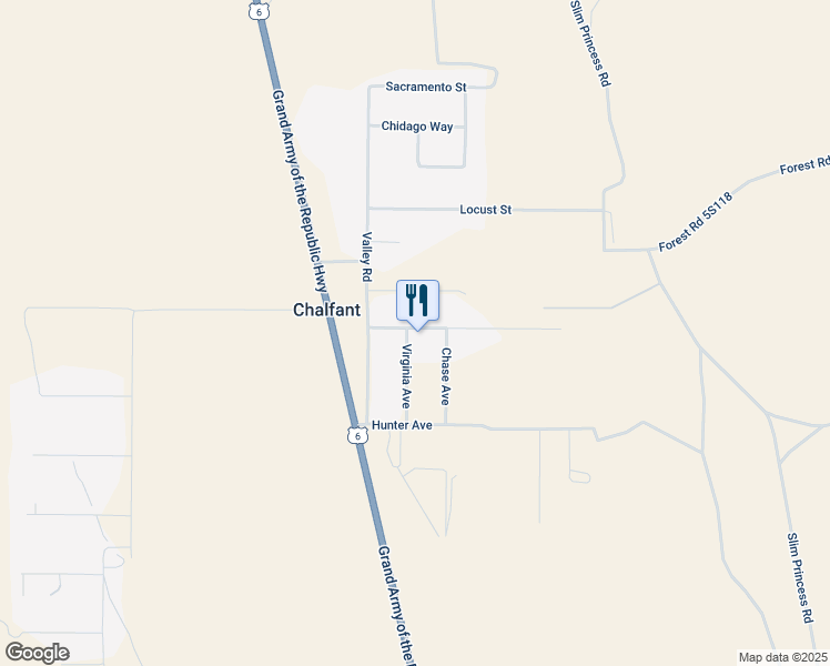 map of restaurants, bars, coffee shops, grocery stores, and more near 95 Mountain View Drive in Bishop