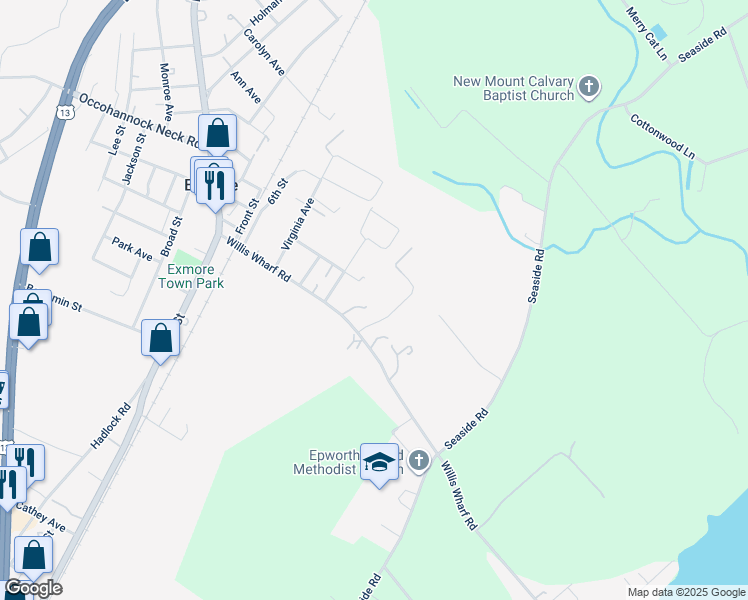 map of restaurants, bars, coffee shops, grocery stores, and more near 12309 Browne Avenue in Exmore
