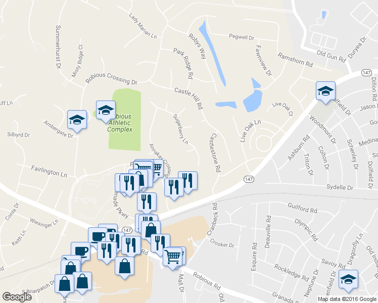 map of restaurants, bars, coffee shops, grocery stores, and more near 11398 Garden View Pointe in Midlothian