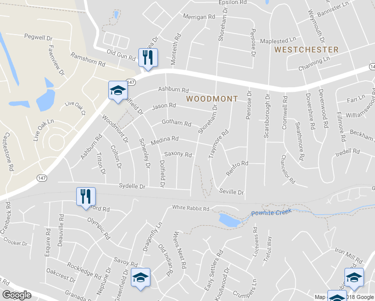 map of restaurants, bars, coffee shops, grocery stores, and more near 10408 Saxony Road in Richmond