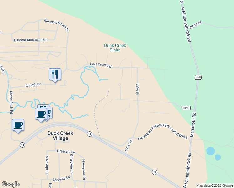 map of restaurants, bars, coffee shops, grocery stores, and more near 3975 North Pebble Drive in Duck Creek Village