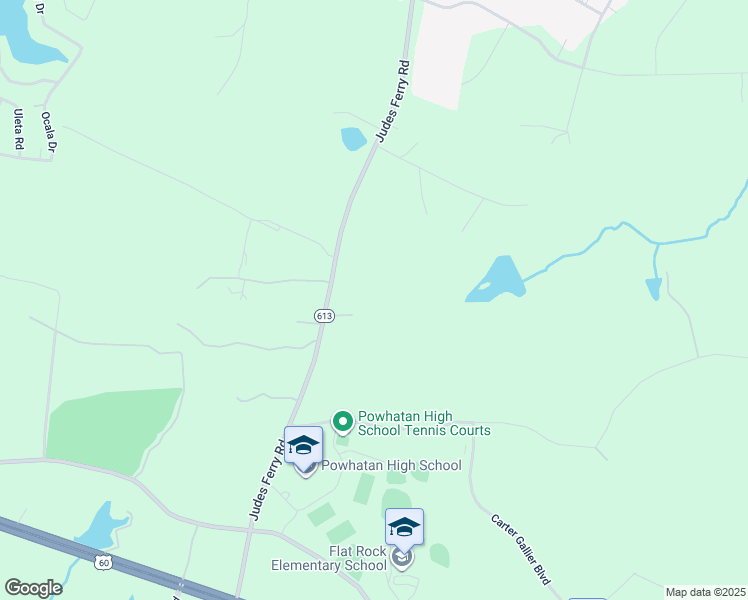 map of restaurants, bars, coffee shops, grocery stores, and more near 1920 Judes Ferry Road in Powhatan