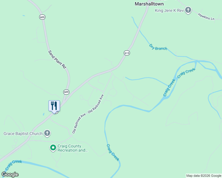 map of restaurants, bars, coffee shops, grocery stores, and more near State Route 676 in Craig County