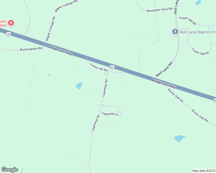 map of restaurants, bars, coffee shops, grocery stores, and more near 1960 Capeway Road in Powhatan