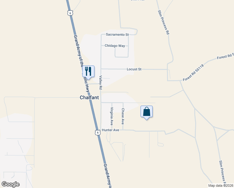 map of restaurants, bars, coffee shops, grocery stores, and more near 248 Valley Road in Bishop