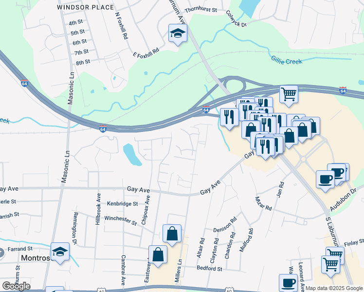 map of restaurants, bars, coffee shops, grocery stores, and more near 4305 Queens Court in Henrico